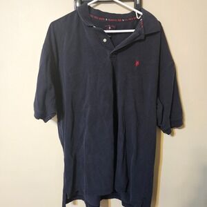 US Polo Assn Men's Polo Shirt XL Black 100% Cotton‎ Golf Short Sleeve Red Logo